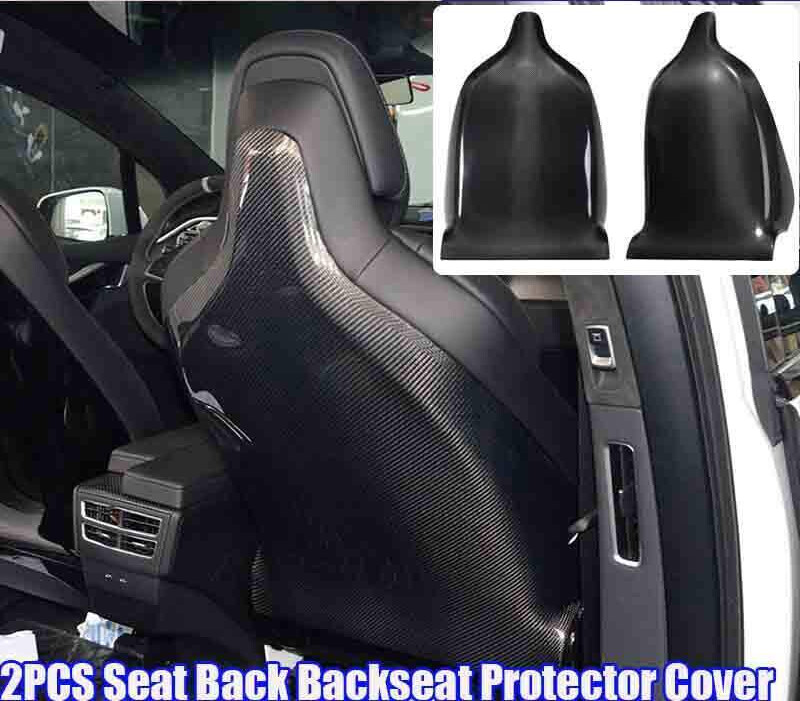 Real Carbon Fiber Car Seat Back Cover Trims 2pcs Pair For Tesla Model X 16-2022